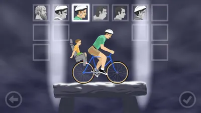 The Happy Wheels mobile character select screen with Irresponsible Dad highlighted