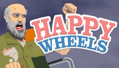 Official Happy Wheels Steam capsule art with the game title and characters