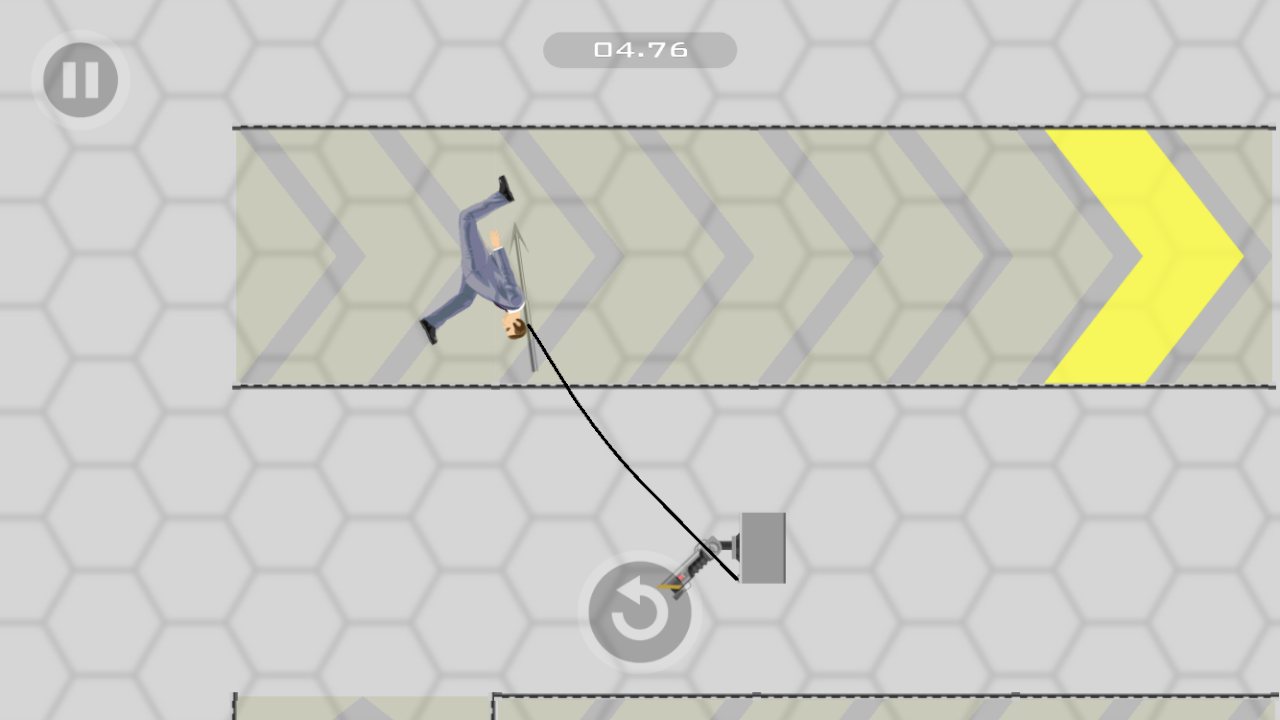 Business Guy on a personal transporter swinging on a rope in a Happy Wheels level
